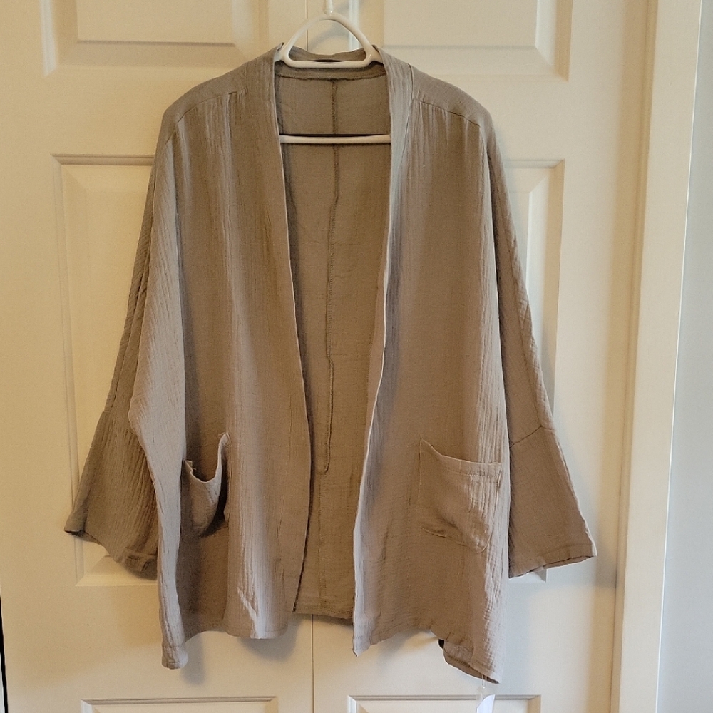 Grey Cotton Open Front Cardigan (For colour see last photo)